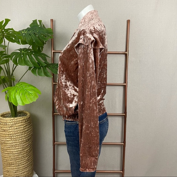 Anthropologie Sabina Musayev Pink Blushed Velvet Bomber Jacket (Sz Small) - Picture 8 of 11